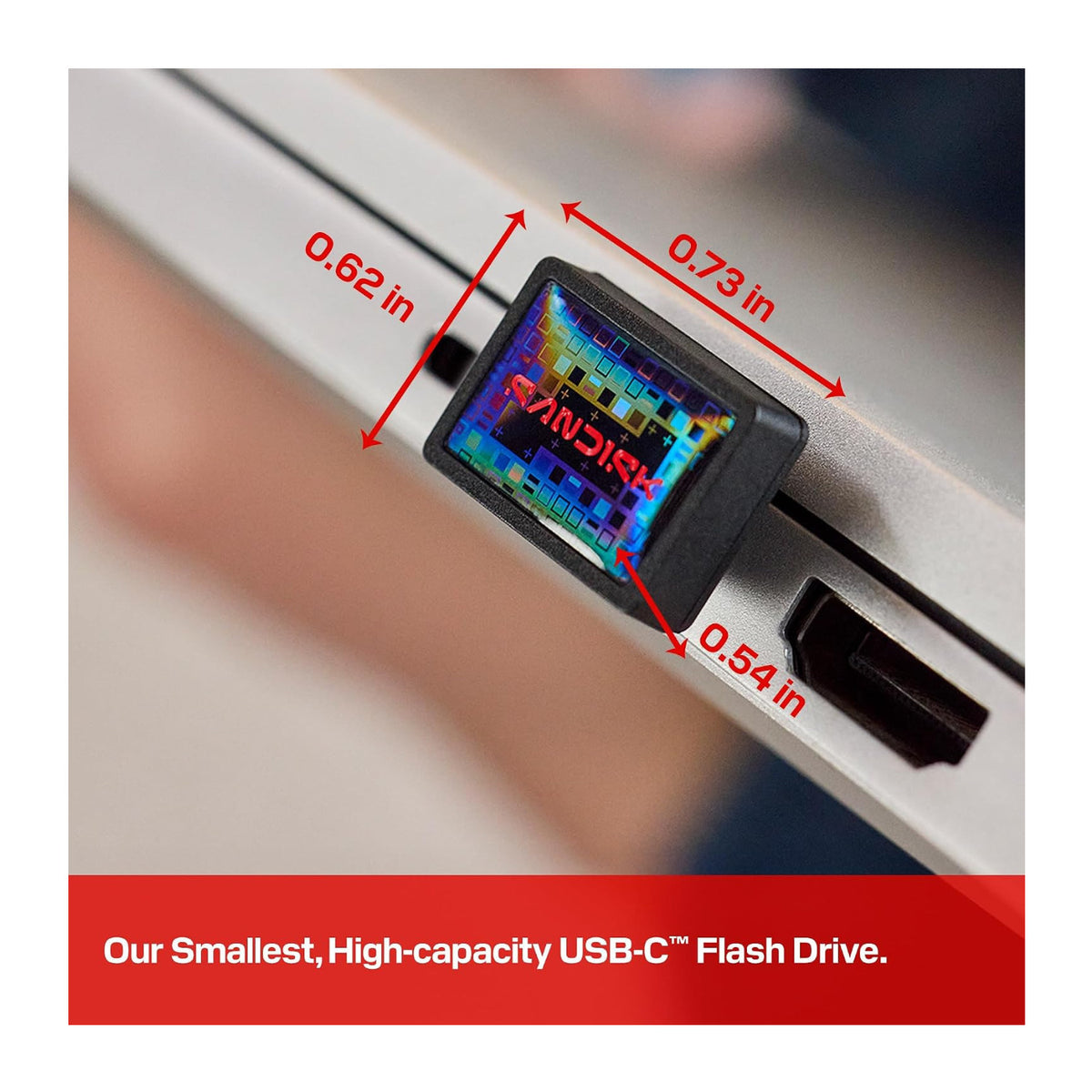 Sandisk Extreme Fit 1TB USB-C 3.2 Plug-and-Stay Low Profile Flash Drive with 400MB/s Read Speed