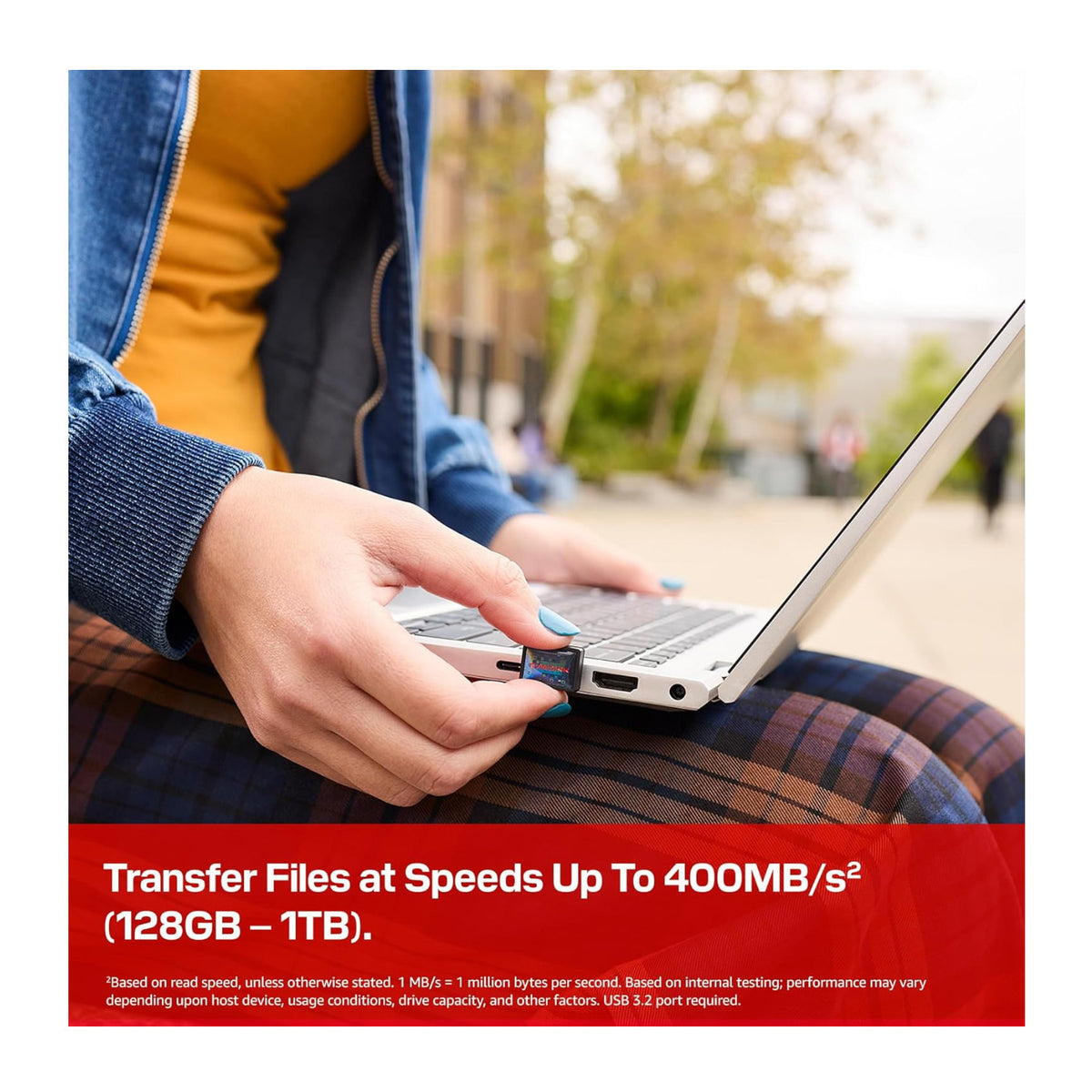 Sandisk Extreme Fit 512GB USB-C 3.2 Plug-and-Stay Low Profile Flash Drive with 400MB/s Read Speed