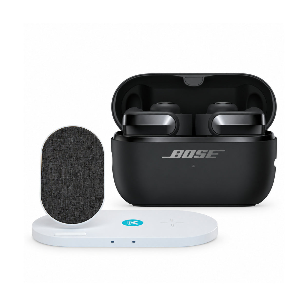 Bose Ultra 2nd Gen Open-Ear Wireless Earbuds (Black) with Fast Wireless Charging Pad