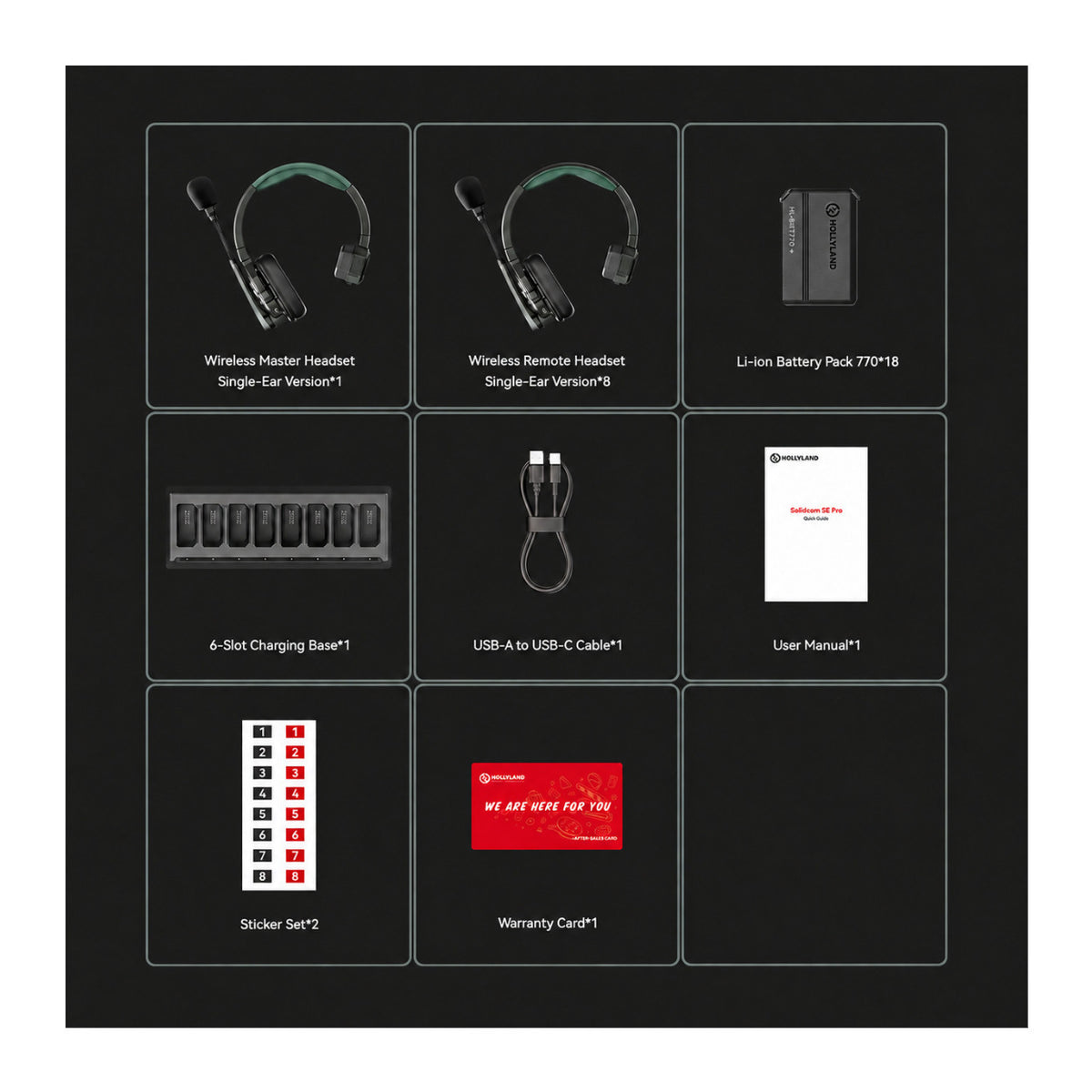 Hollyland Solidcom SE Pro 9S 9-Person 1.9 GHz Wireless Single-Ear Headset Intercom System