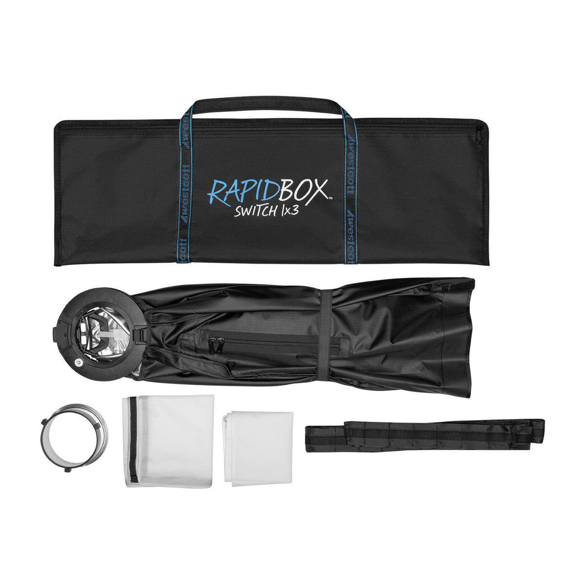 Westcott Rapid Box Switch 1x3ft Strip Fold-Flat Softbox with Egg Crate Grid and Diffusion Panels