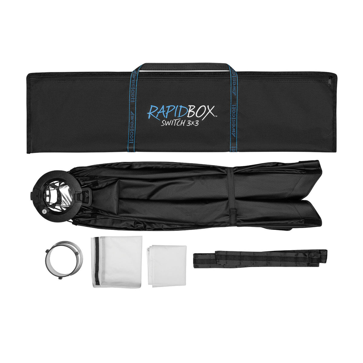 Westcott Rapid Box Switch 3x3ft Square Fold-Flat Softbox with Egg Crate Grid and Diffusion Panels