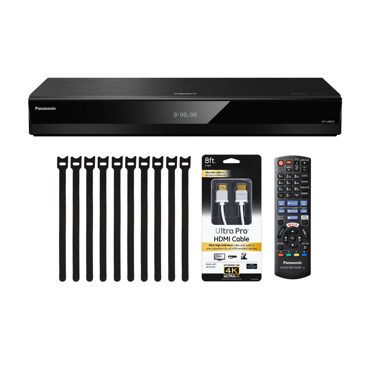 Panasonic DP-UB820P-K 4K HDR Blu-ray Player with High-Definition Cable and Ties