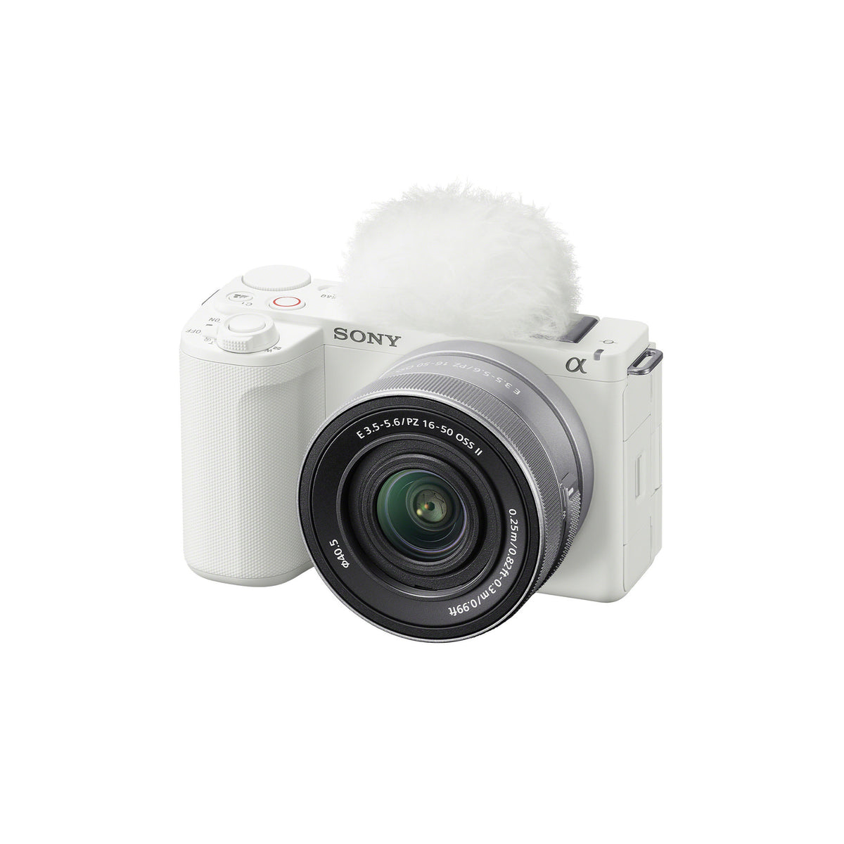 Sony ZV-E10 II Mirrorless Camera (White) with 16-50mm Lens and Mini Flash Bundle