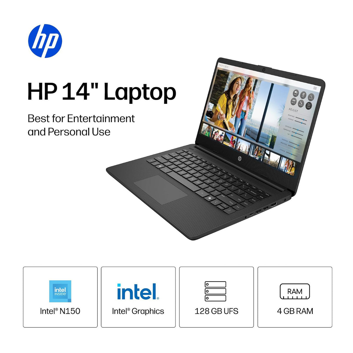 HP 14 Inch Laptop Intel N150 4GB RAM 128GB UFS Intel Graphics Windows 11 Home