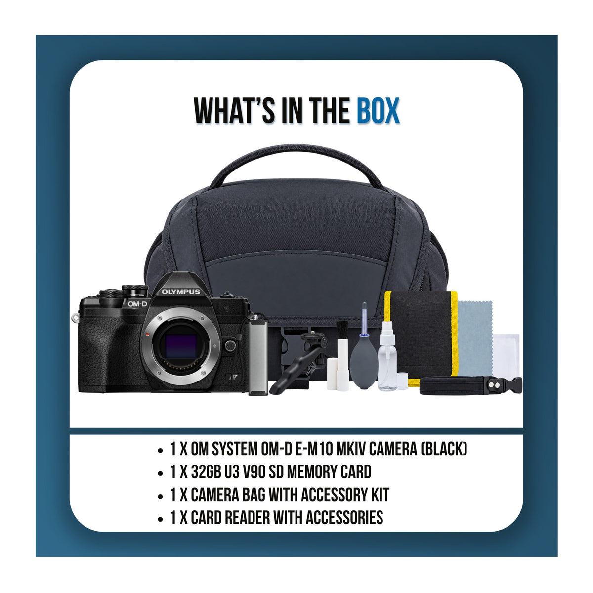 OM SYSTEM OM-D E-M10 MKIV Camera with SD Card, Bag and Accessories (Black)
