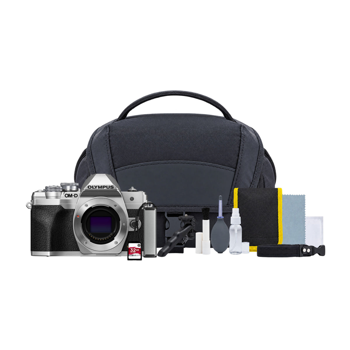 OM SYSTEM OM-D E-M10 MKIV Camera with SD Card, Bag and Accessories (Silver)