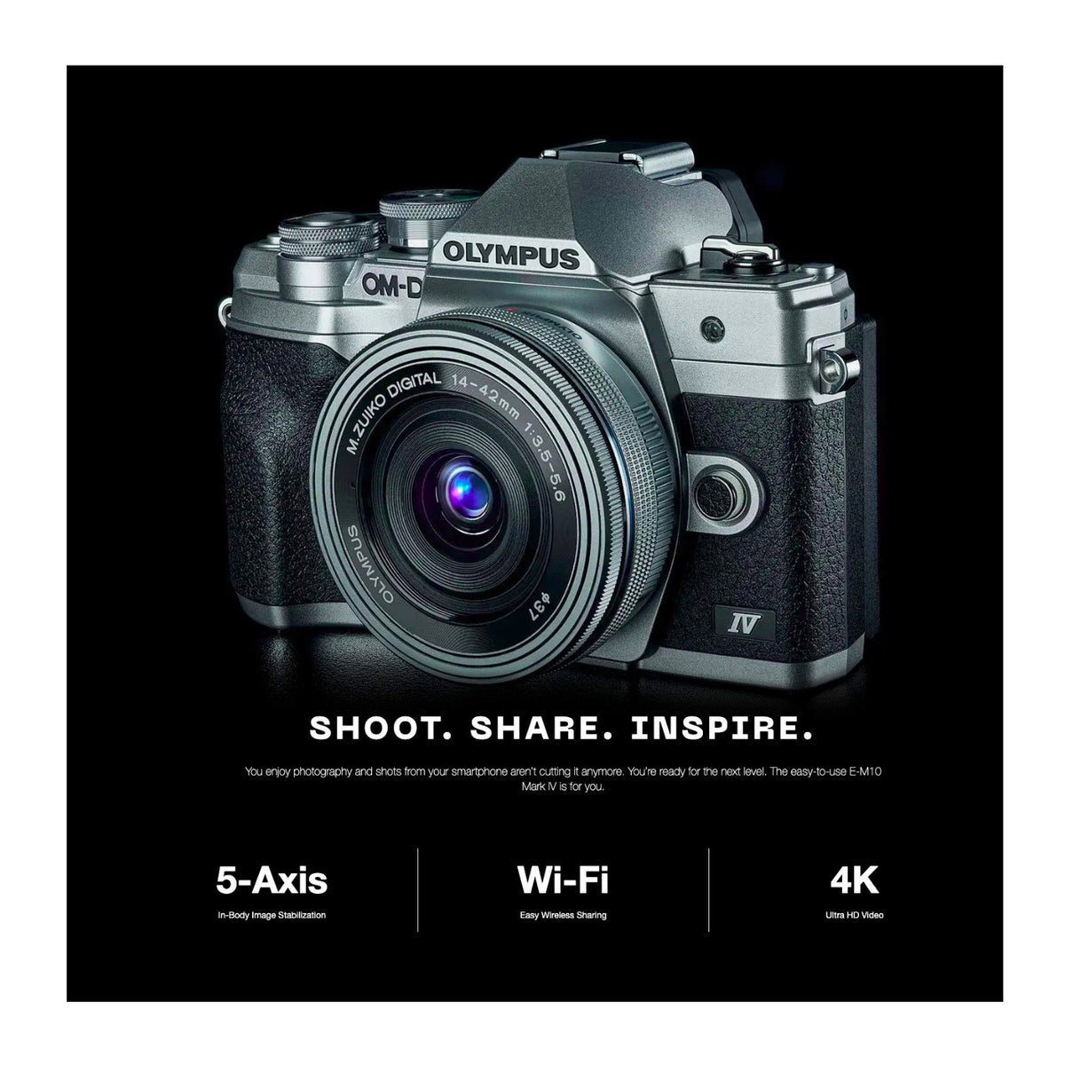 OM SYSTEM OM-D E-M10 MKIV Camera with SD Card, Bag and Accessories (Silver)