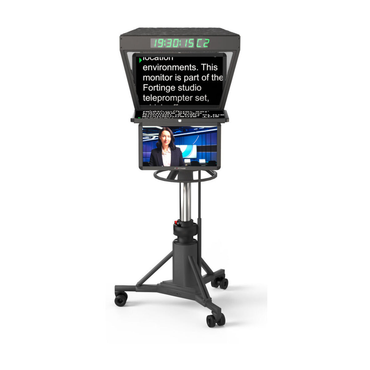 Fortinge ROBO High-Brightness 21 Inch Studio Teleprompter with SDI Input/Output for PTZ Cameras