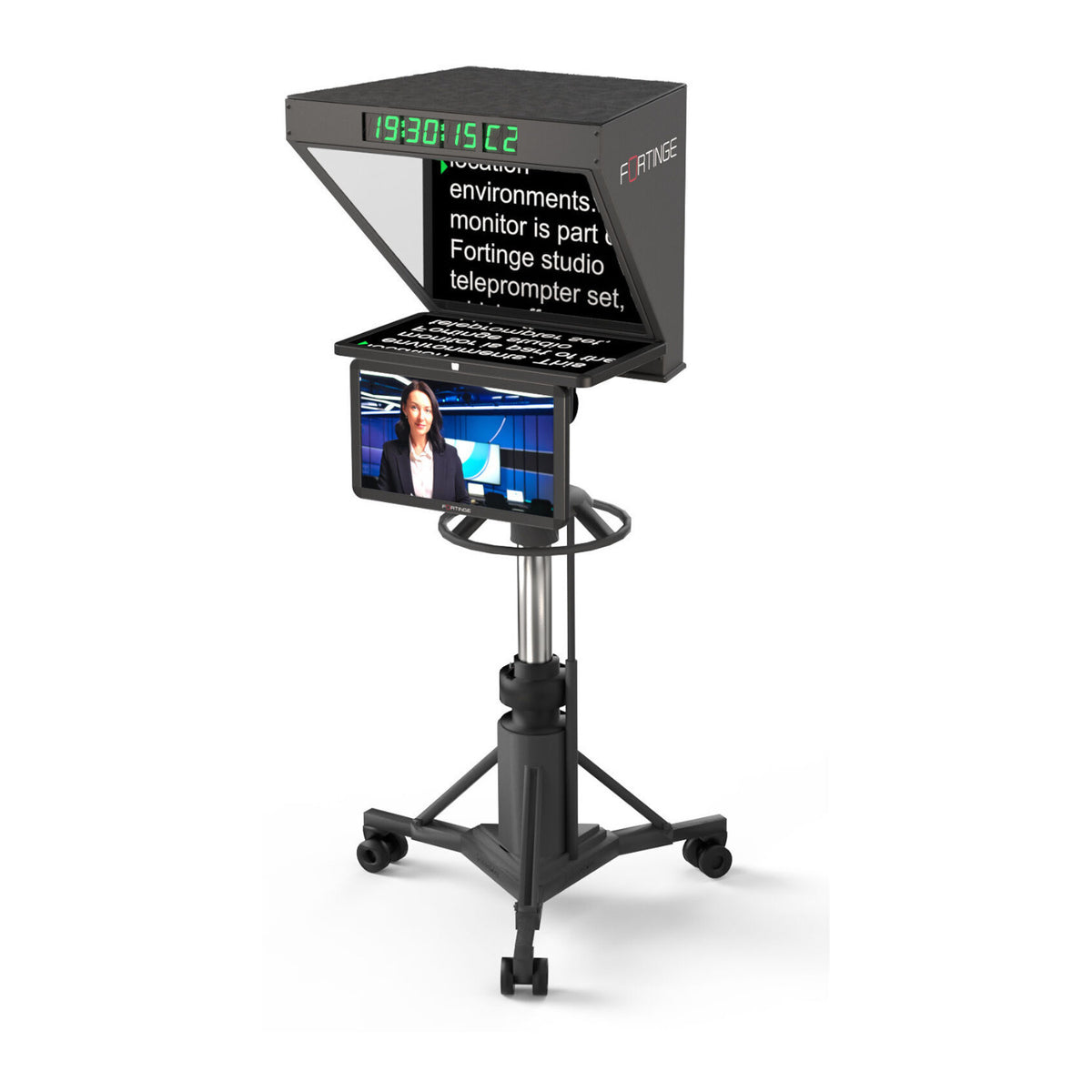 Fortinge ROBO High-Brightness 24 Inch Studio Teleprompter with SDI Input/Output for PTZ Cameras