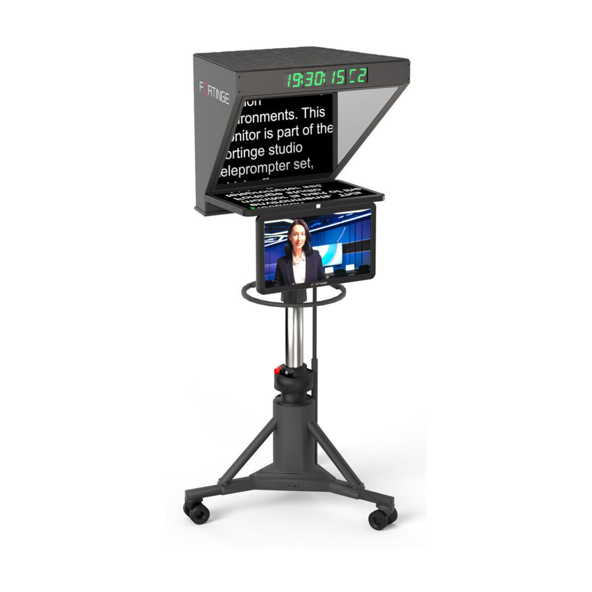Fortinge ROBO High-Brightness 24 Inch Studio Teleprompter with SDI Input/Output for PTZ Cameras