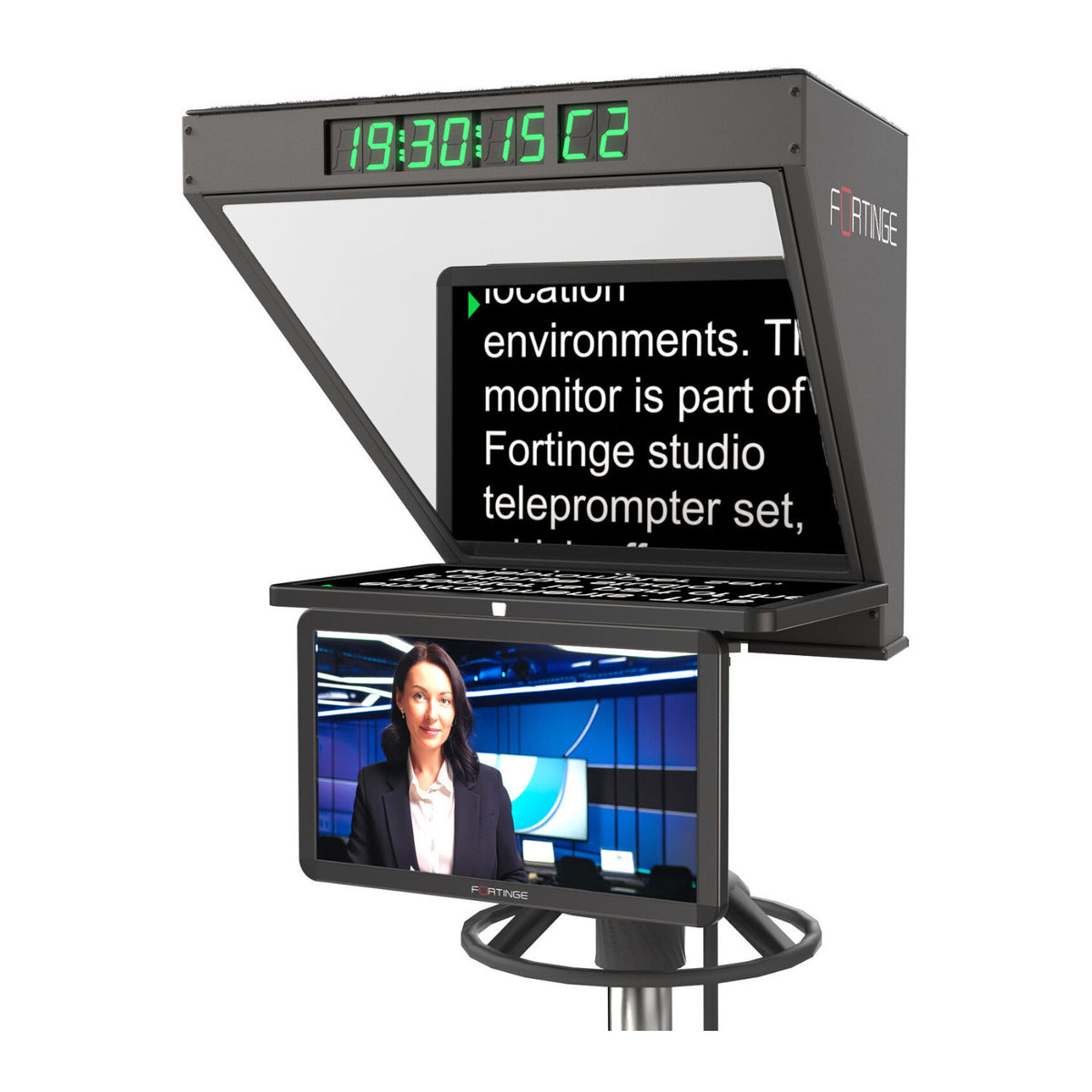 Fortinge ROBO IP 19 Inch Studio Teleprompter with IP Input for PTZ Cameras