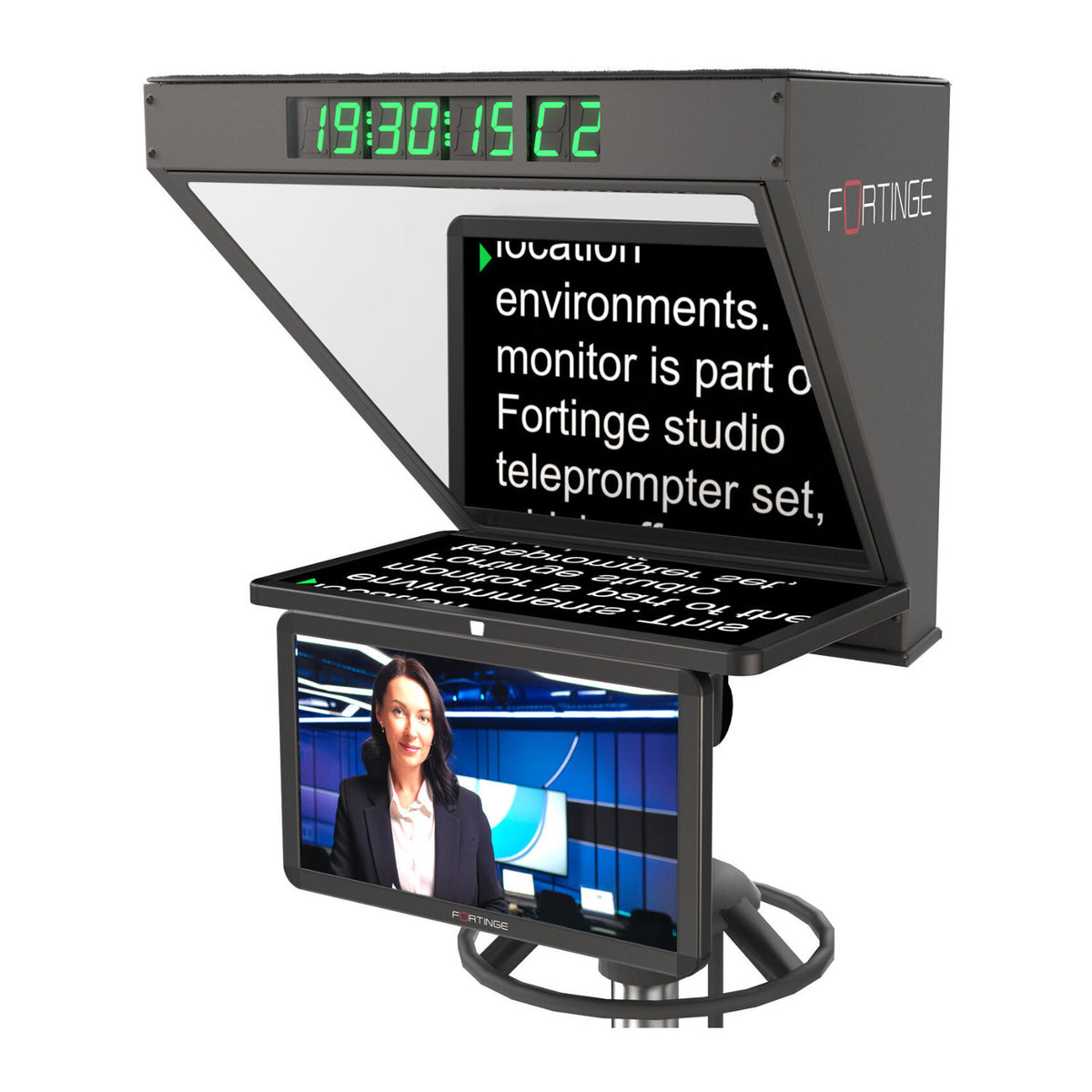 Fortinge ROBO IP High-Brightness 19 Inch Studio Teleprompter with IP Input for PTZ Cameras