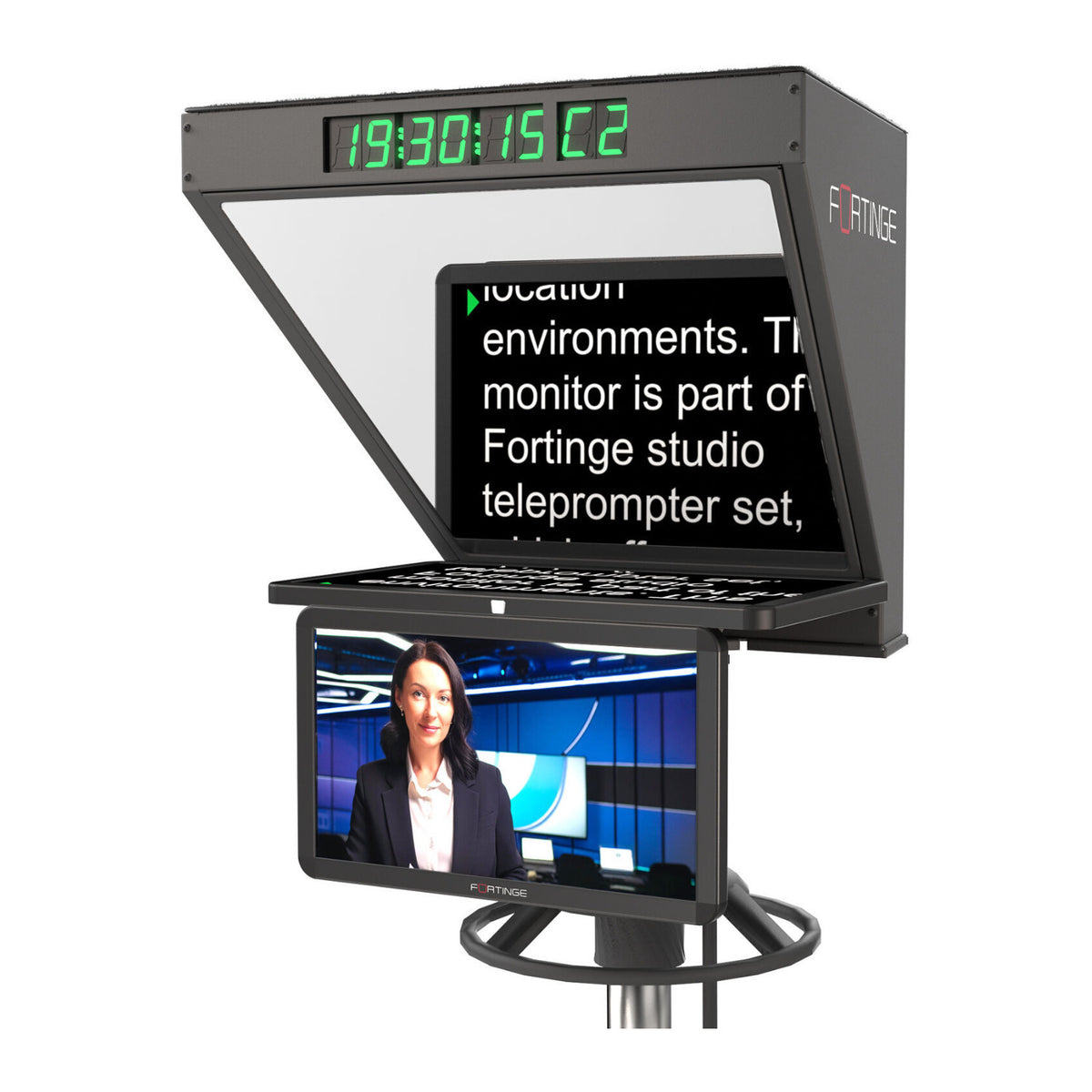 Fortinge ROBO IP High-Brightness 19 Inch Studio Teleprompter with IP Input for PTZ Cameras