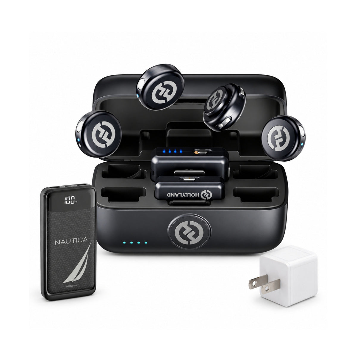 Hollyland LARK M3 Combo Wireless Microphone System (4 TX, 2 RX) Bundle with Charging Accessories