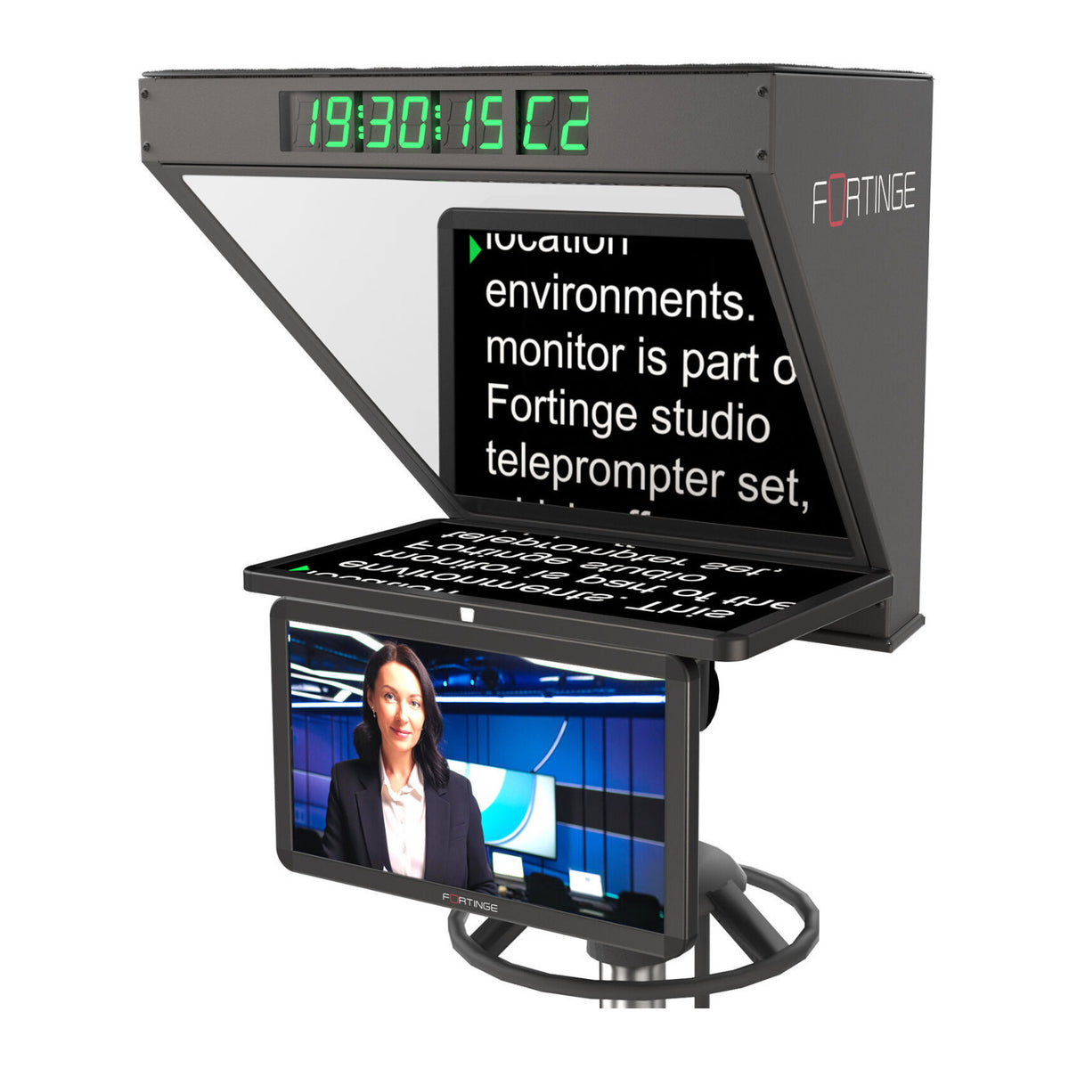 Fortinge ROBO IP High-Brightness 21 Inch Studio Teleprompter with IP Input for PTZ Cameras