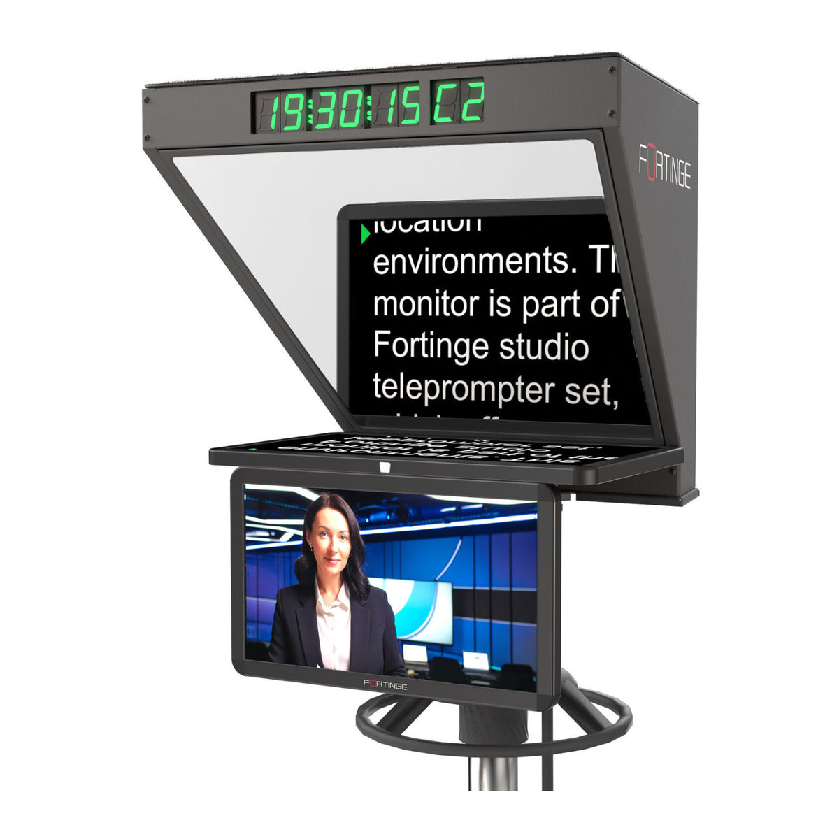 Fortinge ROBO IP High-Brightness 21 Inch Studio Teleprompter with IP Input for PTZ Cameras