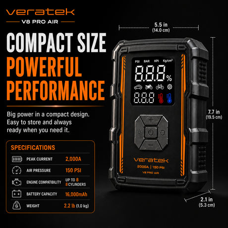 Veratek V8 Pro Air (Gray, Orange, Black) Infog_3