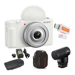 Sony Zv-1F Vlog Camera (White) With Sony Vlogger Shotgun Microphone and Accessories