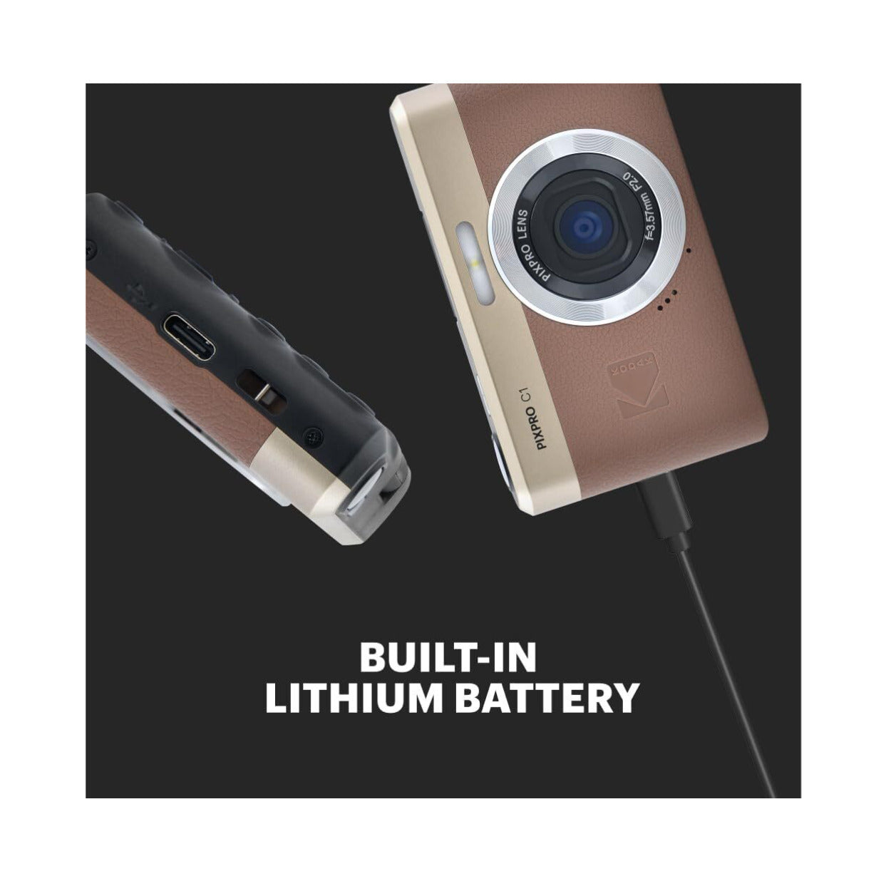 KODAK PIXPRO C1 13MP Digital Camera (Brown) with MicroSD Card and