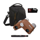Nikon 4x10D CF Pocket Binoculars (Amber Brown) with Shoulder Bag and Cleaning Accessories Bundle