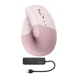 Logitech Lift Vertical Wireless Ergonomic Mouse (Rose) and Knox Gear 4-Port USB 3.0 Hub
