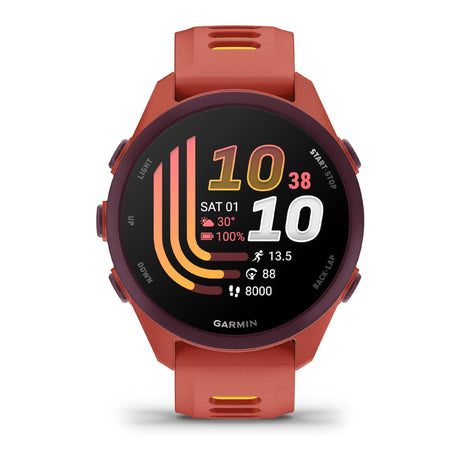 Garmin Forerunner 170 Music GPS Running Smartwatch with Advanced Training Metrics (Red Pink/Mango) - 1
