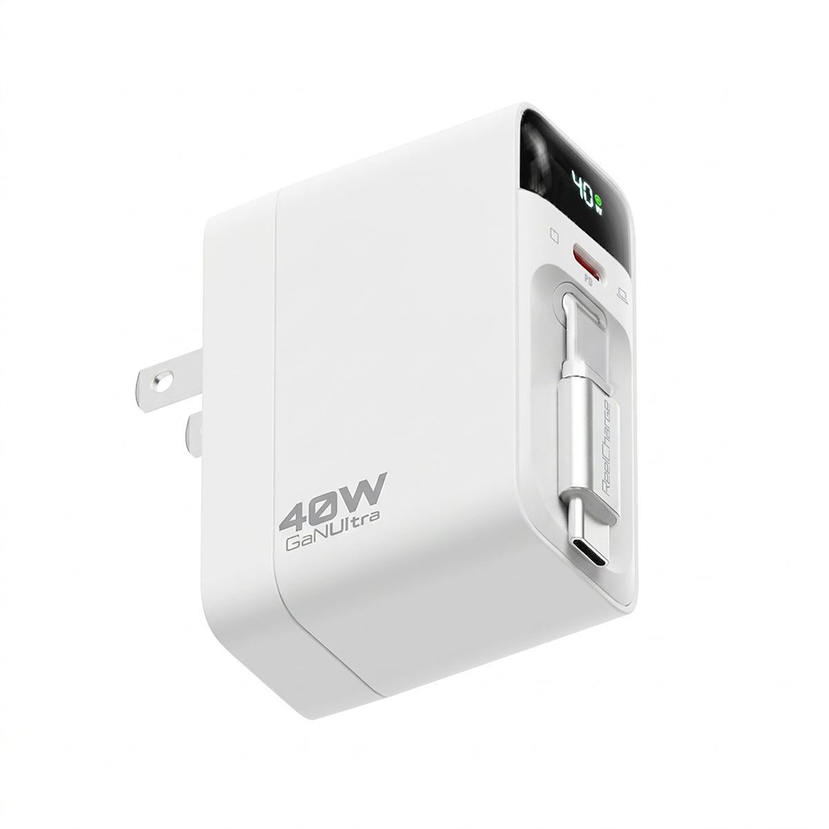 ReelCharge 40W Charger with Retractable Cable (White)