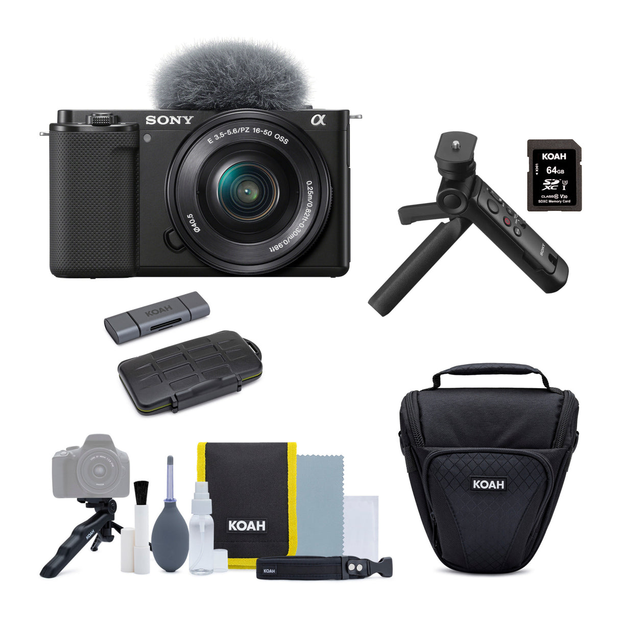 Sony Alpha ZV-E10 APS-C Vlog Camera with 16-50mm Lens (Black) and Vlogger Accessory Kit Bundle