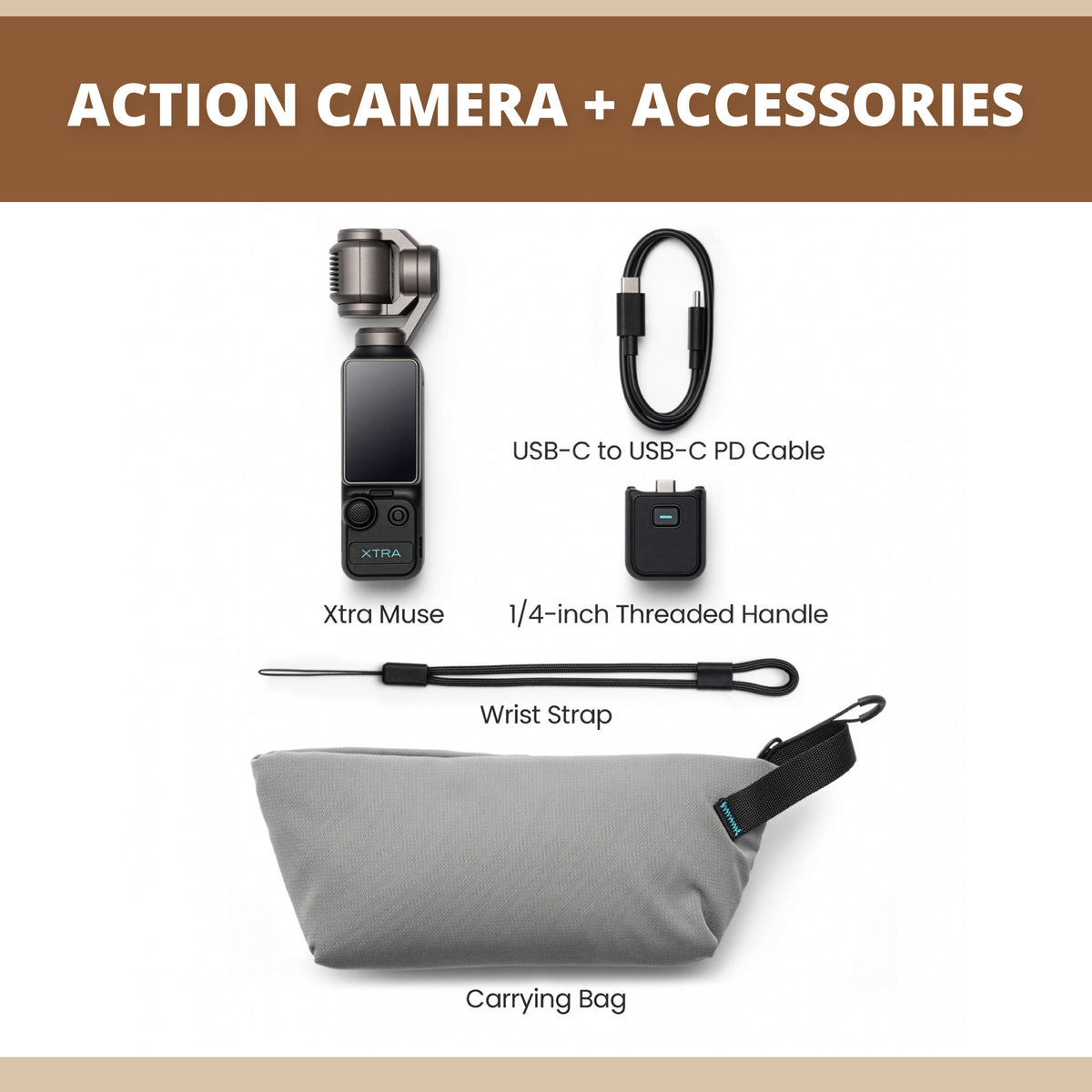 Xtra Muse Gimbal Action Camera with Wireless Mic, Memory Card and Travel Case - 4