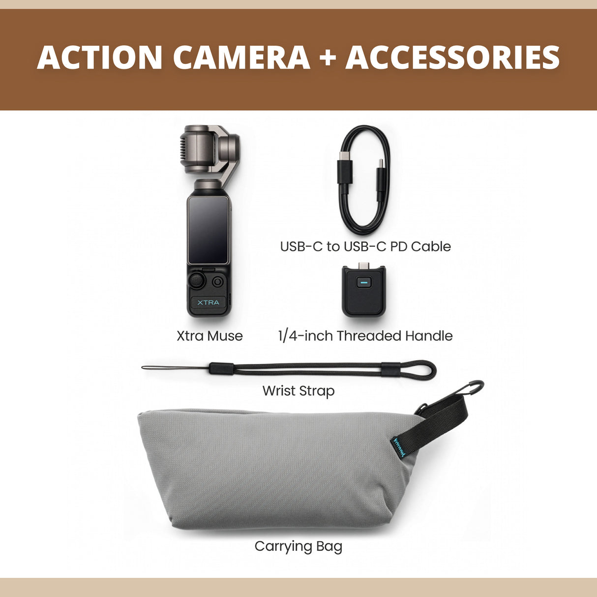 Xtra Muse Gimbal Action Camera with Wireless Mic, Memory Card and Travel Case - 4