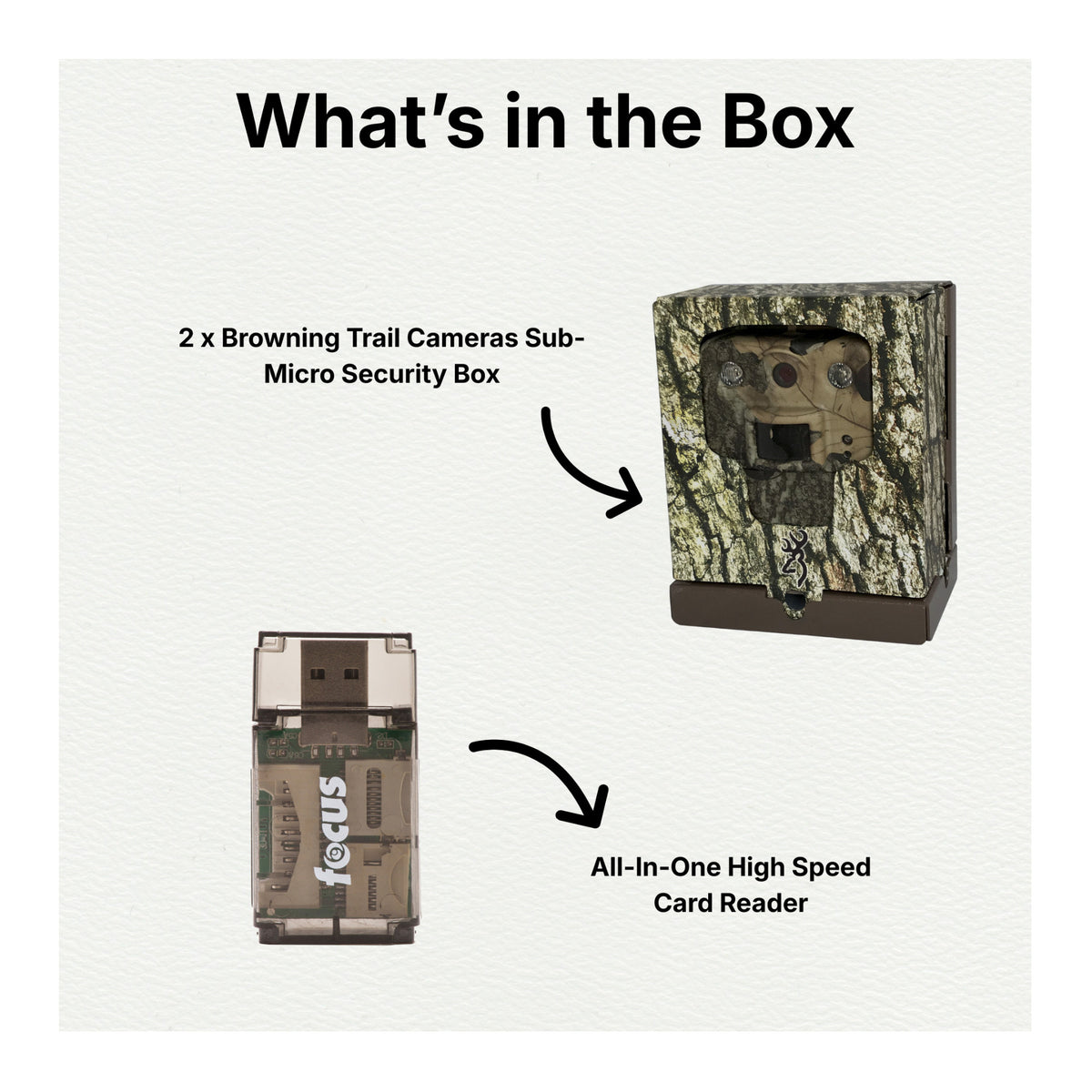 Browning Trail Cameras Sub-Micro Security Box (2-Pack) Bundle with Card Reader - 6