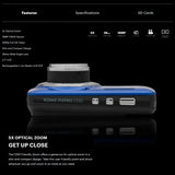 Kodak PIXPRO Friendly Zoom FZ55 Digital Camera (Blue) Bundle with 128GB SD Card and Accessories