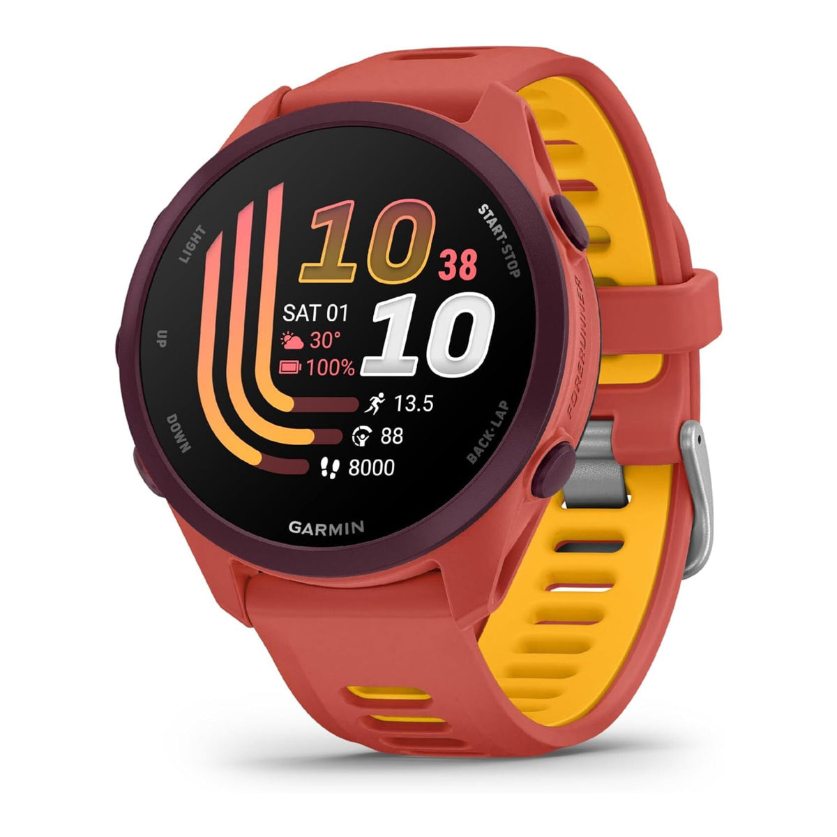 Garmin Forerunner 170 Music GPS Running Smartwatch with Advanced Training Metrics (Red Pink/Mango) - 2