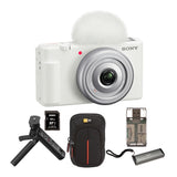 Sony ZV-1F Vlog Camera (White) with Vlogger Shotgun Microphone and Vlogger Accessory Kit bundle