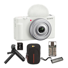 Sony ZV-1F Vlog Camera (White) Bundle with Sony Vlogger Accessory Kit