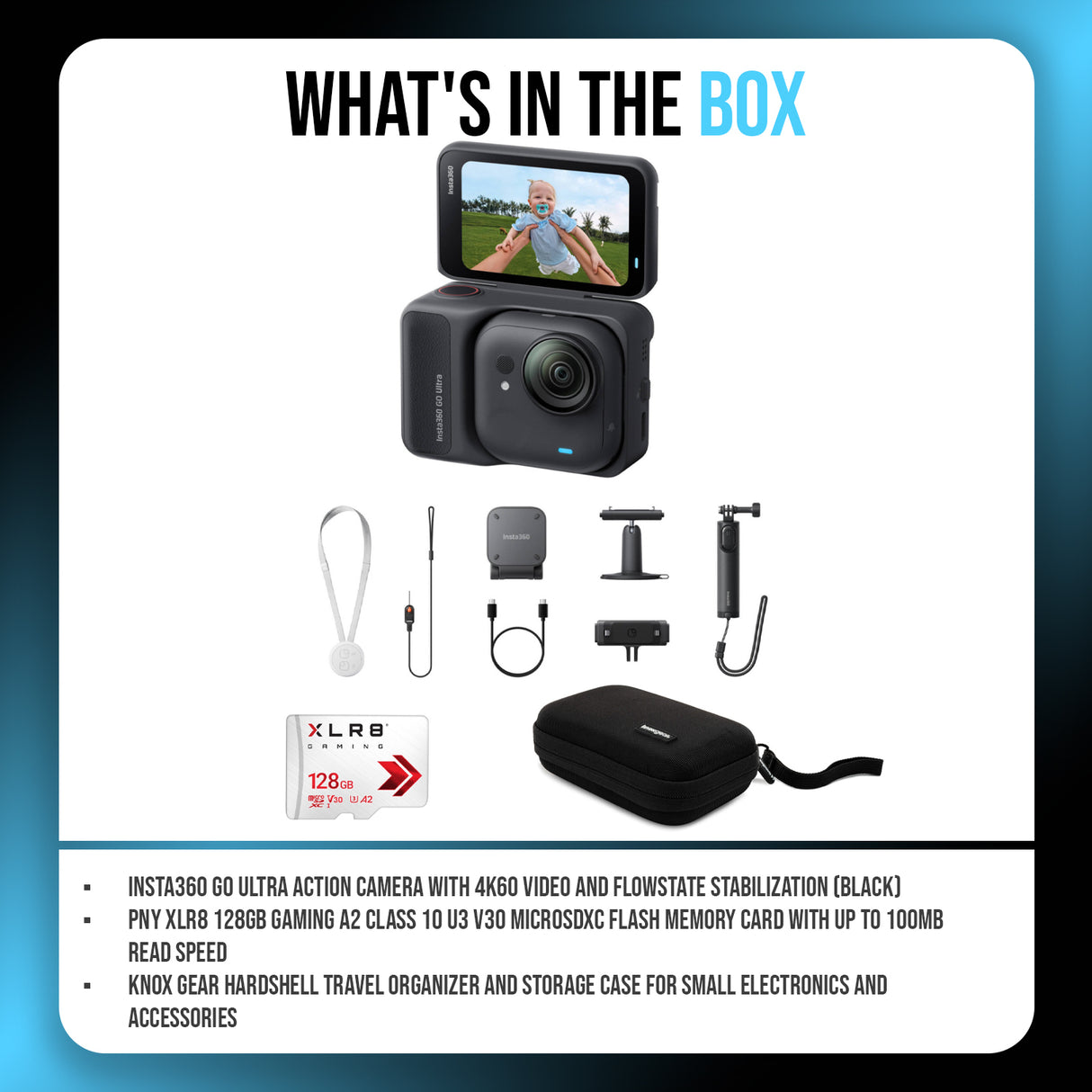 Insta360 GO Ultra Creator Bundle (Black) with 128GB Memory Card and Soft Case Bundle