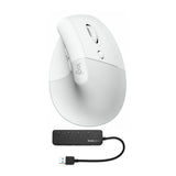 Logitech Lift Vertical Wireless Ergonomic Mouse (Pale Gray) and Knox Gear 4-Port USB 3.0 Hub