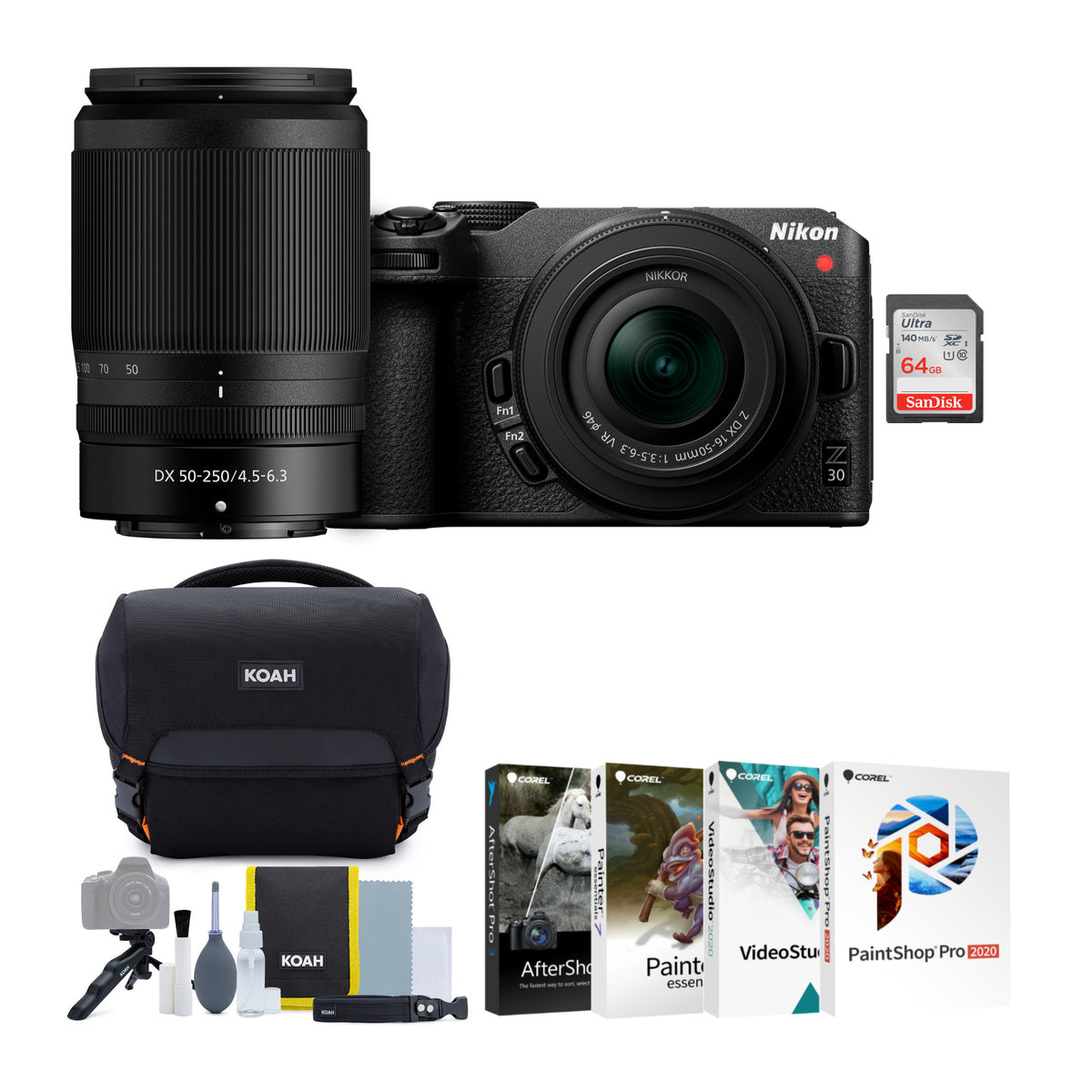 Nikon Z 30 Mirrorless with Z DX 16-50mm VR and NIKKOR Z DX 50-250mm Lenses Bundle