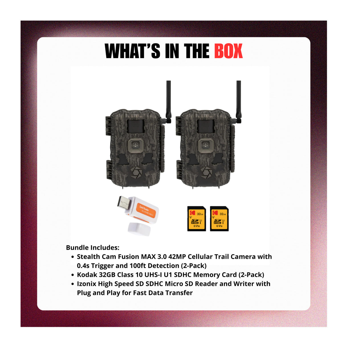 Stealth Cam Fusion MAX 3.0 42MP Cellular Trail Camera Bundle with 32GB Memory Card and Card Reader-8