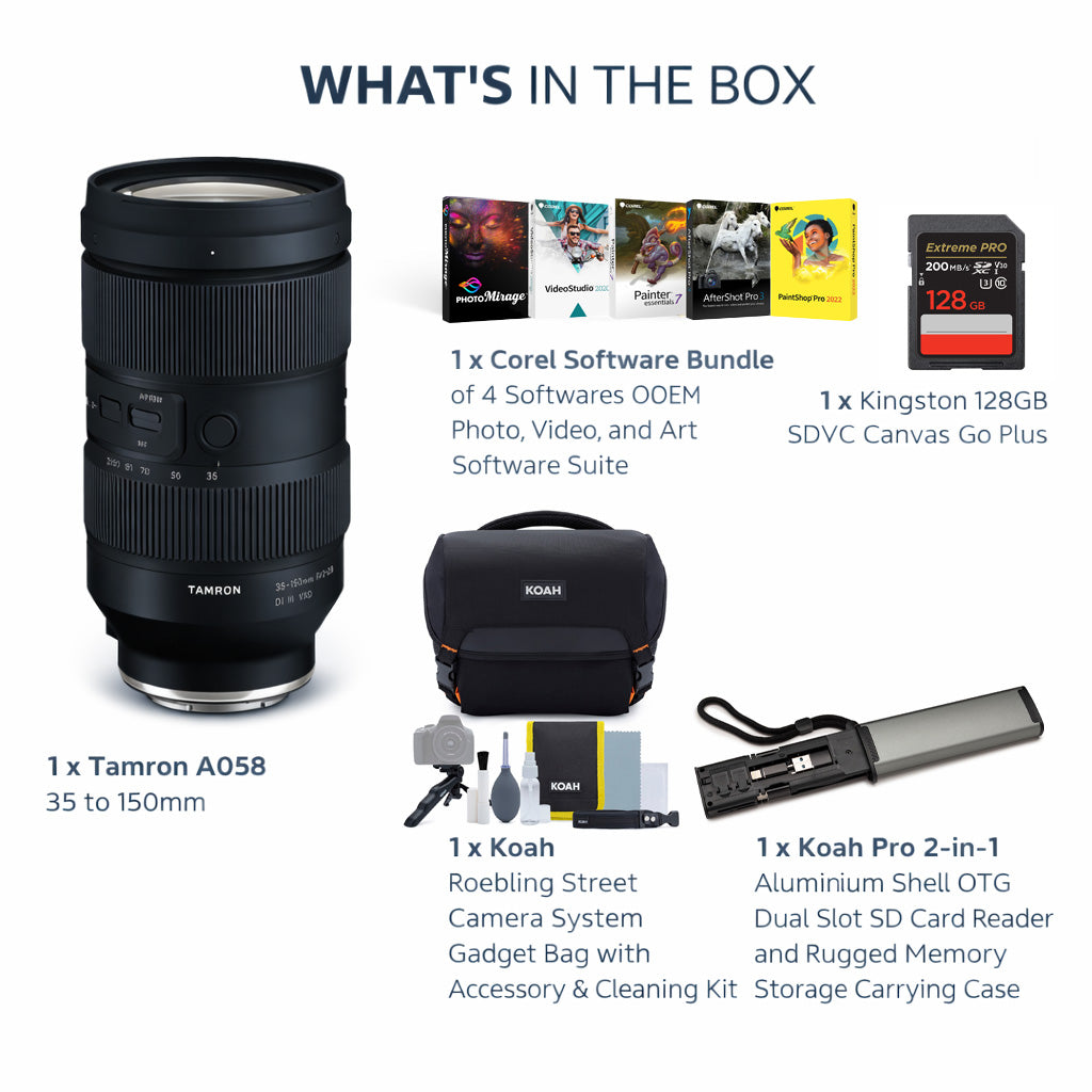 Tamron A058 35 to 150mm F2 to 2.8 Di III VXD Mirrorless Zoom Lens with Camera Gadget Bag Bundle