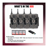Stealth Cam Deceptor Dual Network Trail Camera (4 Pack) Bundle with 32GB Memory Card & Card Reader - 9