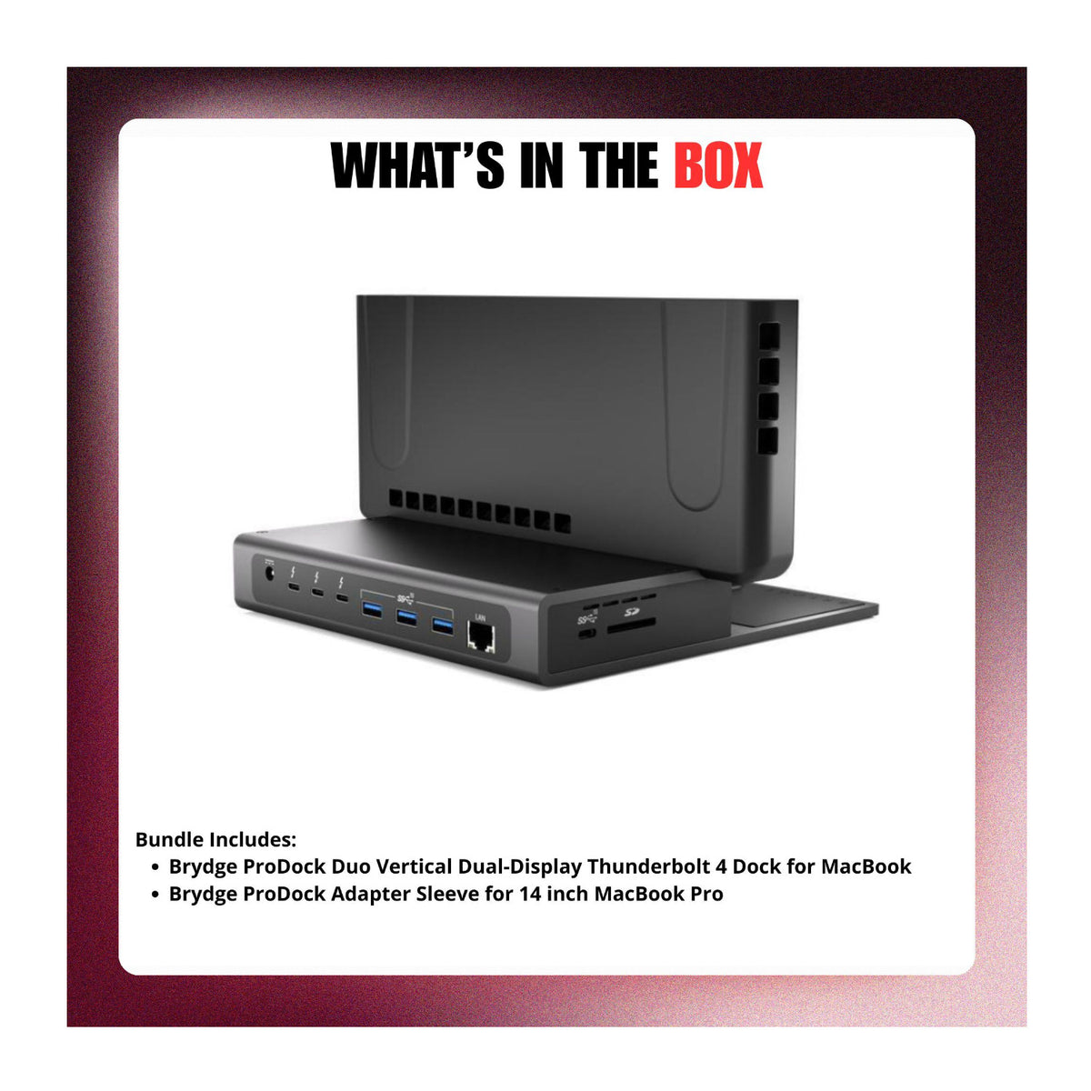 Brydge ProDock Duo TB4 Docking Station Bundle with Adapter Sleeve for 14-Inch MacBook Pro - 10