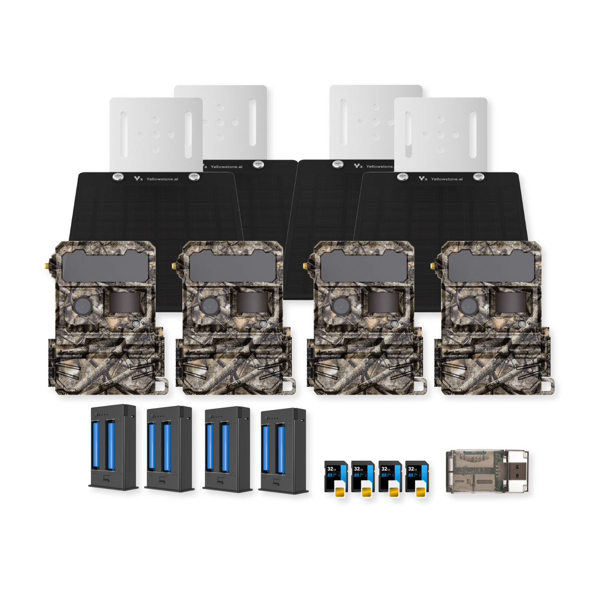 Yellowstone Y2 Trail Camera Bundle with Battery, Solar Panel, Card Reader, and Accessories (4-Pack) - 1