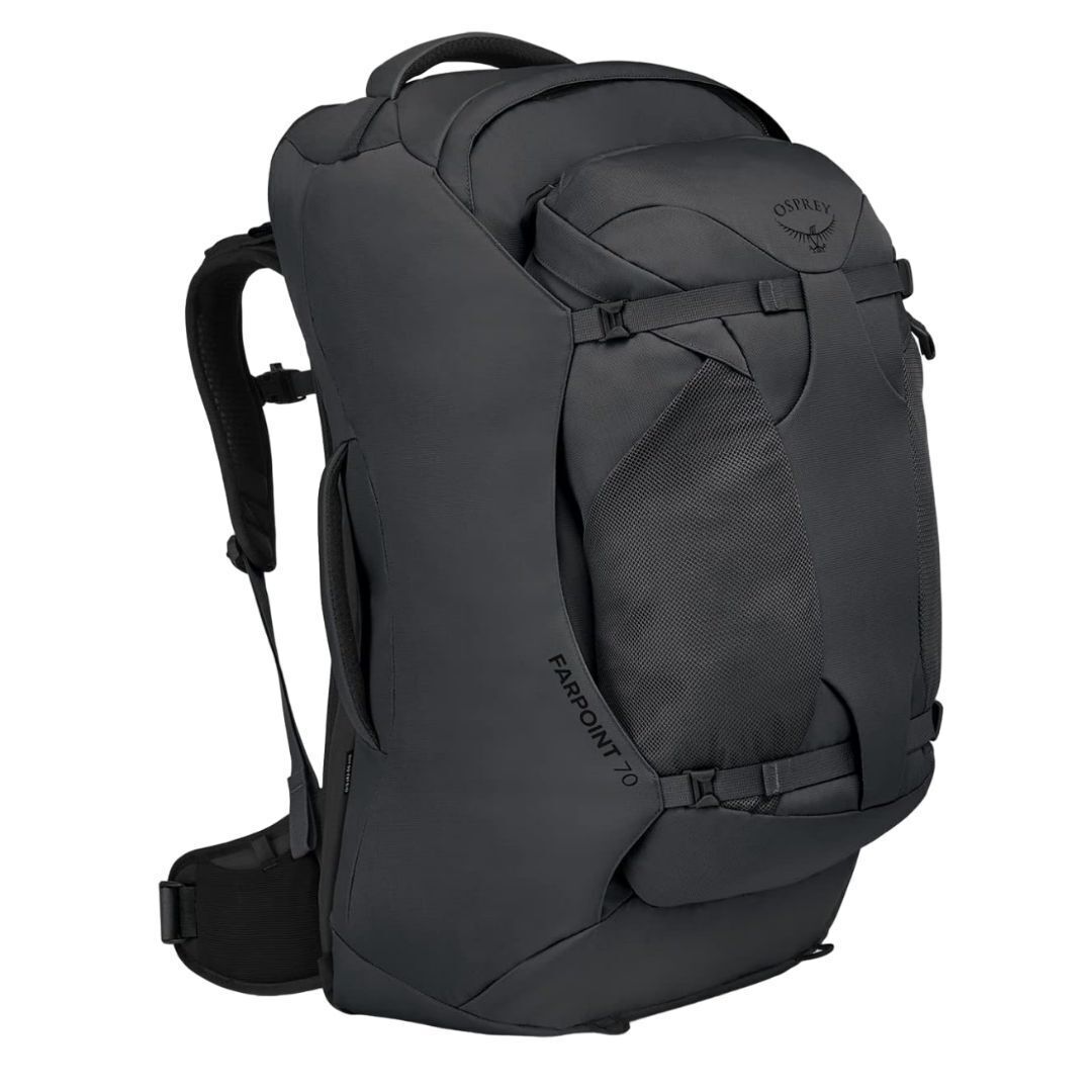 Osprey Farpoint 70L Travel Backpack for Men with External Gear Attachment Loops (Tunnel Vision Gray)