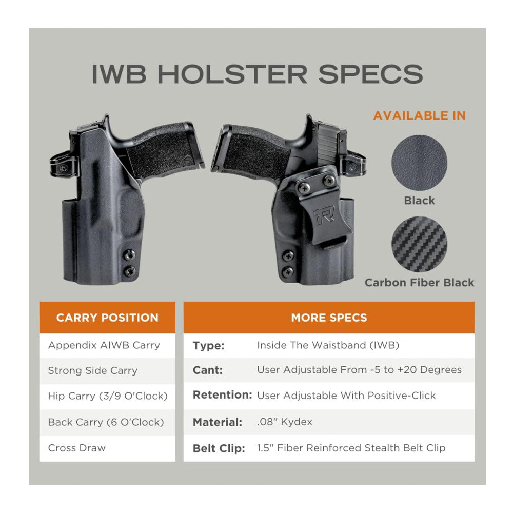 Rounded IWB Holster Fits: Glock 19 19X 23 32 45 (G1-5) Holster Carbon Fiber (American Made)-6