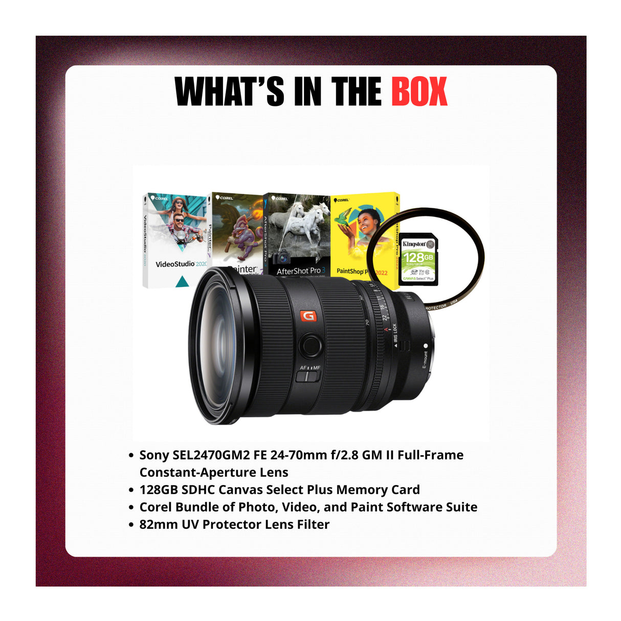 Sony SEL2470GM2 FE 24-70mm f/2.8 GM II Lens with Accessories Bundle - 9