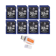 Spartan 32GB Class 10 SD Card (8-Pack) with Micro SD Reader and Writer Bundle - 1