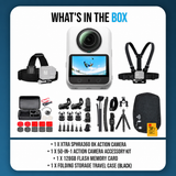 Xtra Sphra360 Action Camera Bundle with 128GB Flash Memory Card, Travel Case, and Accessories