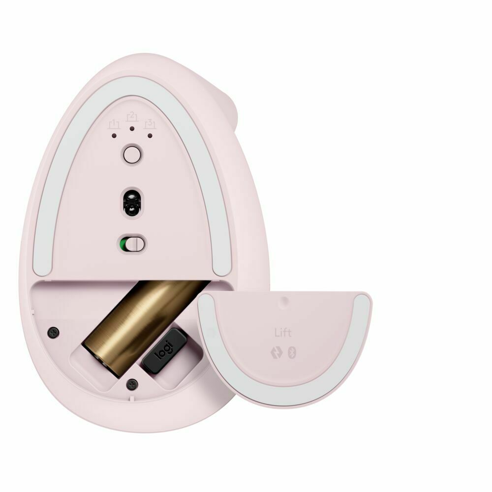Logitech Lift Vertical Wireless Ergonomic Mouse with 4 Customizable Buttons (Rose)